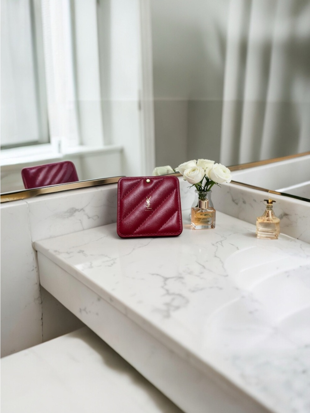 Yves Saint Laurent Quilted Deep Wine compact Mirror